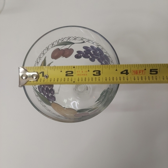 4 Painted Glass Goblets L'Amore By Nancy Calhoun Fruit Grapes Pears - Picture 6 of 8